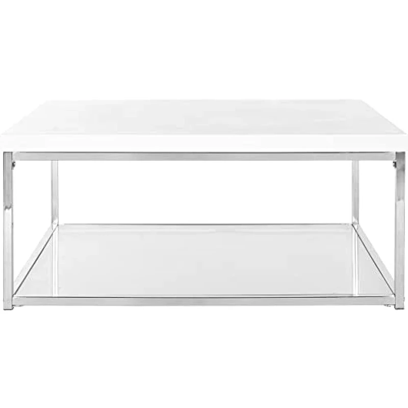 SAFAVIEH Glam Wooden , in White and Chrome, 90 X 90 X 39.87