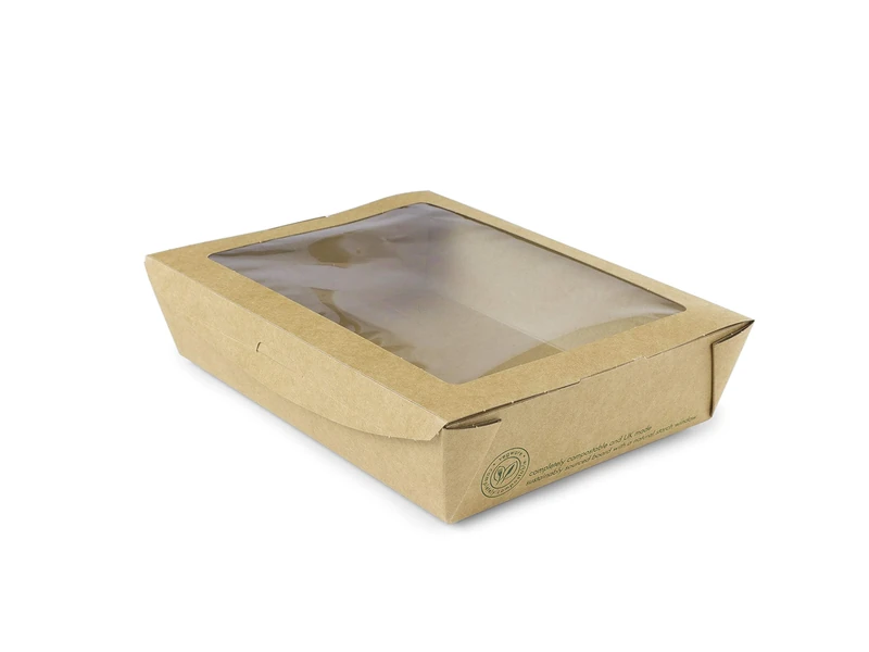 Biodegradable Kraft Salad Box with Window Case 300
