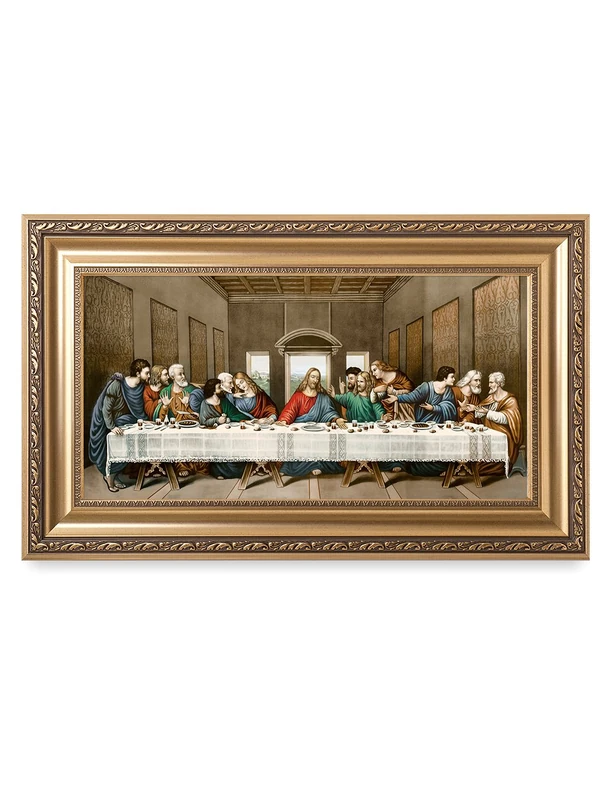 DECORARTS -The Last Supper, Leonardo da Vinci Classic Art Reproductions. Giclee Print& Museum Quality Framed Art for Wall Decor. 24x12, Framed size: 30x18