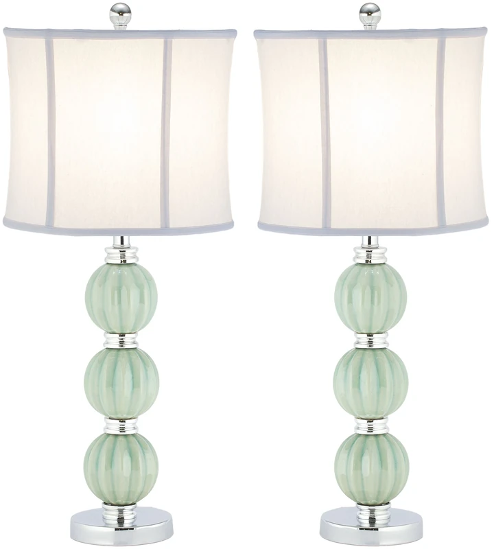 Safavieh EUL4018A-SET2 Stephanie Globe Lamp, Ceramic, Green, 13 W, Set of 2