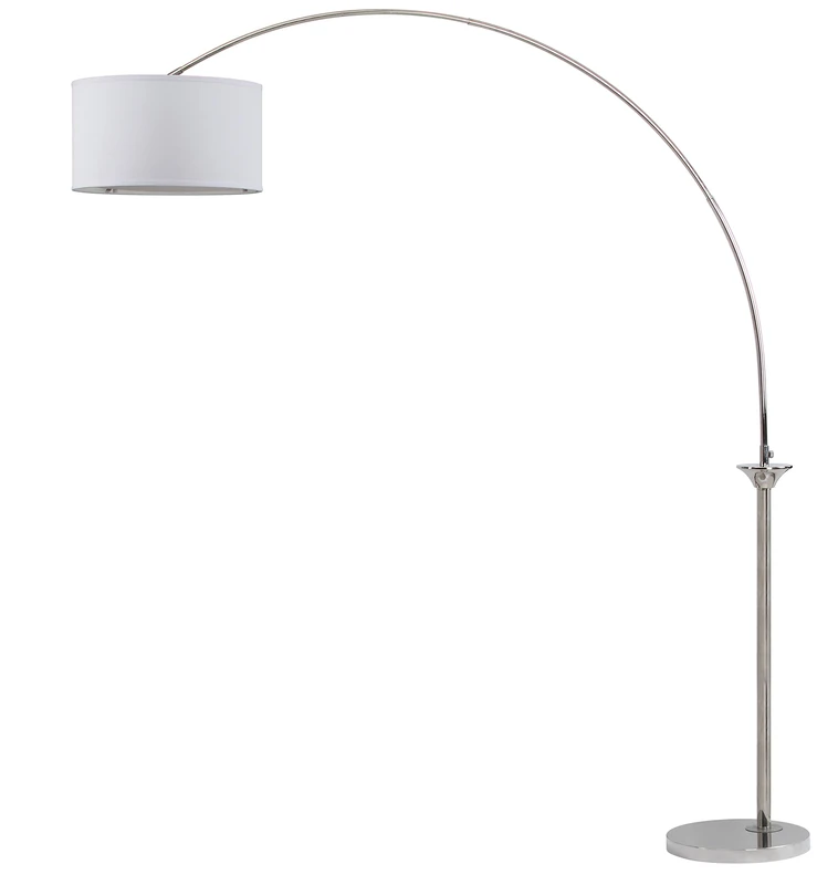 SAFAVIEH Modern Metal Floor Lamp, in Shiny Nickel, 45 X 180 X 215