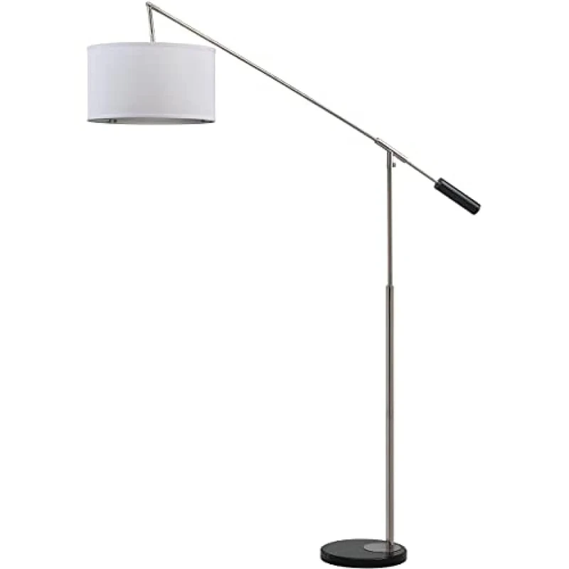 SAFAVIEH Modern Metal Floor Lamp, in Shiny Nickel, 45 X 160 X 215
