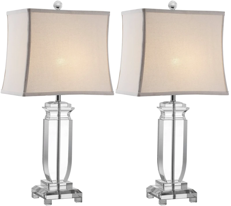 SAFAVIEH Modern Glass Table Lamps - Set of 2, in Clear