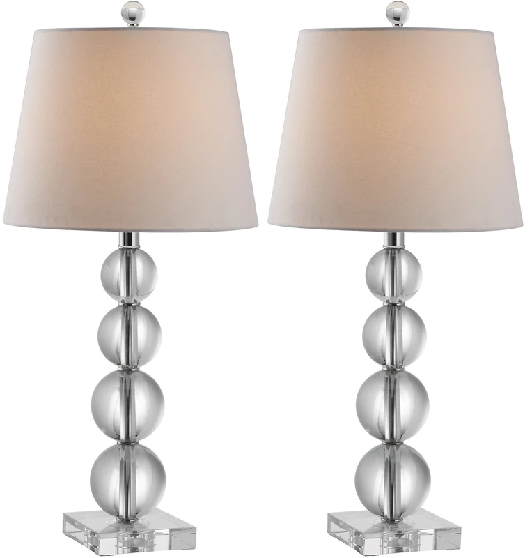 SAFAVIEH Modern Glass Table Lamps - Set of 2, in Clear