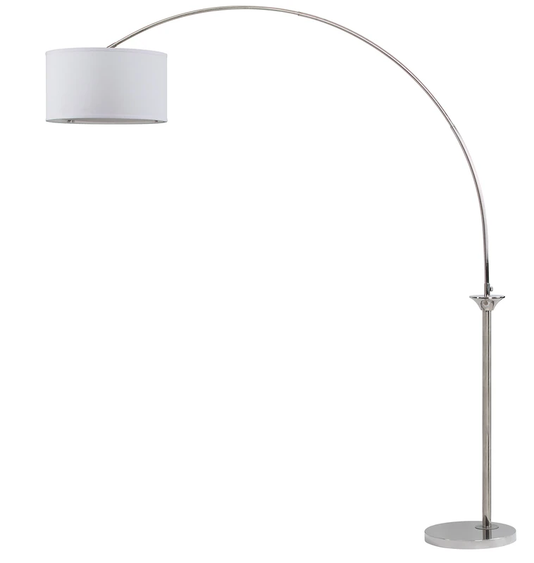 SAFAVIEH Modern Metal Floor Lamp, in Shine Nickel, 45 X 180 X 215