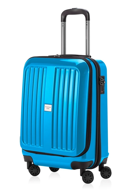 HAUPTSTADTKOFFER - X-Berg - Hand Luggage On-Board Suitcase Cabin Bag Hardside Spinner Trolley 4 Wheel, TSA, 55 cm, 42 Liter, Cyanblue Glossy