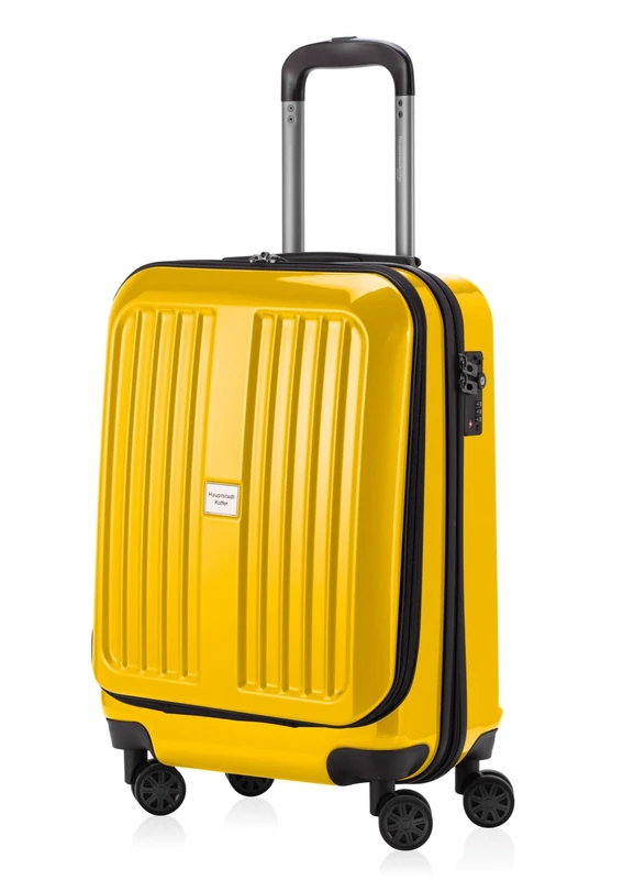 HAUPTSTADTKOFFER - X-Berg - Hand Luggage On-Board Suitcase Cabin Bag Hardside Spinner Trolley 4 Wheel, TSA, 55 cm, 42 Liter, Yellow Glossy