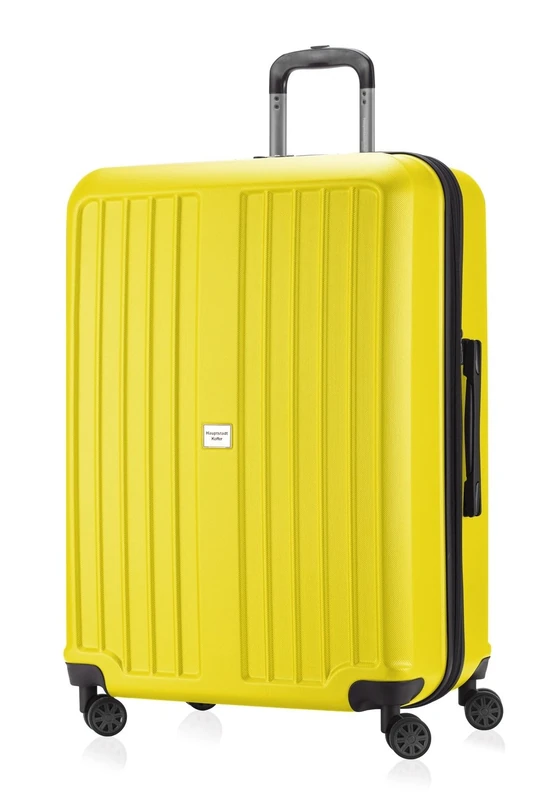 HAUPTSTADTKOFFER - X-Berg - Luggage Suitcase Hardside Spinner Trolley 4 Wheel Expandable, TSA, (S, M & L), 258 literYellow matt