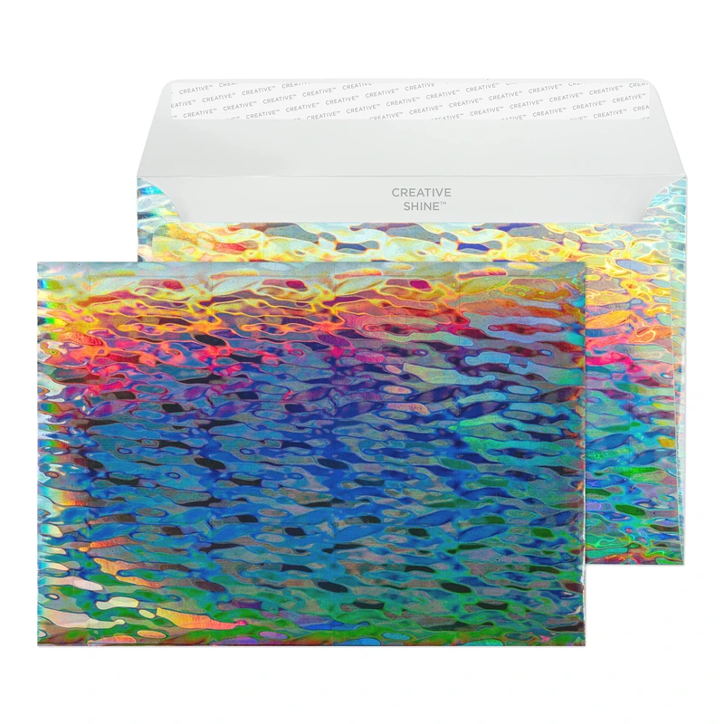 Blake Creative Shine C5 162 x 229 mm 140 GSM Metallic Holographic Peel and Seal Wallet Envelopes (43EF394) Water Cascade Effect - Pack of 10