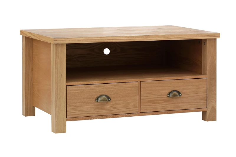 Premier Housewares Westbury Media Unit, Oak Veneer/Wood, Natural - Image 1