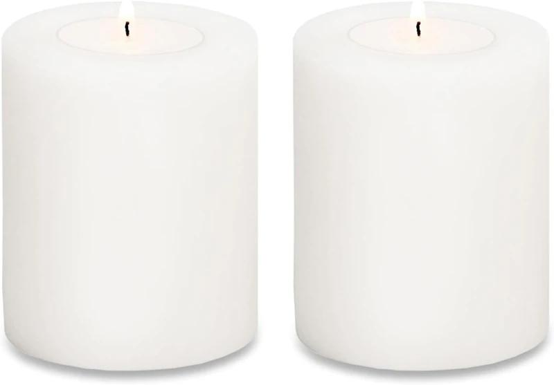 EDZARD Cornelius Set of 2 Permanent Candles, White, Heat Resistant up to 90°, Pillar Candle Look Tea Light (Height 9 cm, Diameter 8 cm), White. - Image 1
