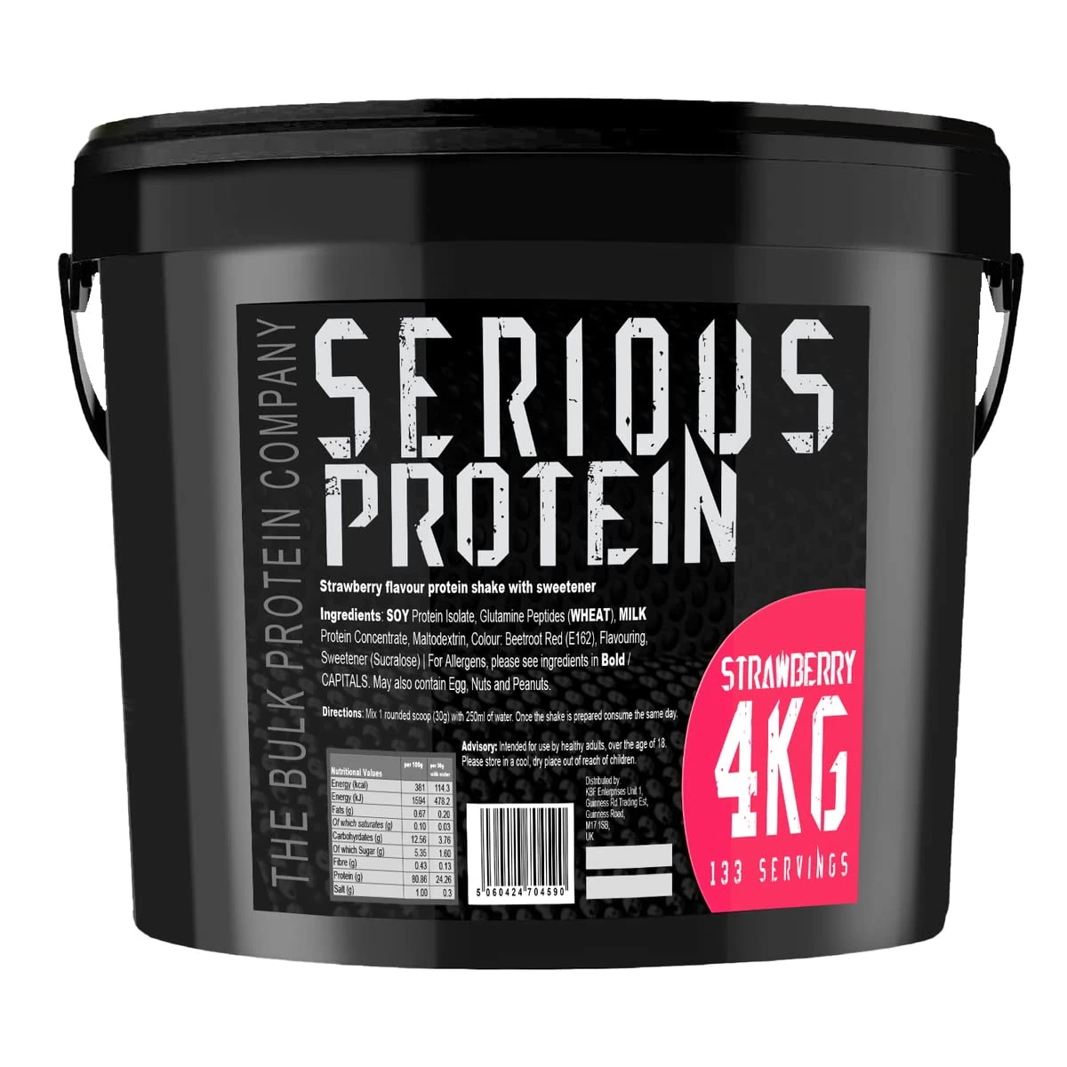 SERIOUS PROTEIN – Protein Powder – 4kg – Low Carb – Supports Lean Muscle Growth – Recovery Supplement - The Bulk Protein Company - 133 Servings (Strawberry)
