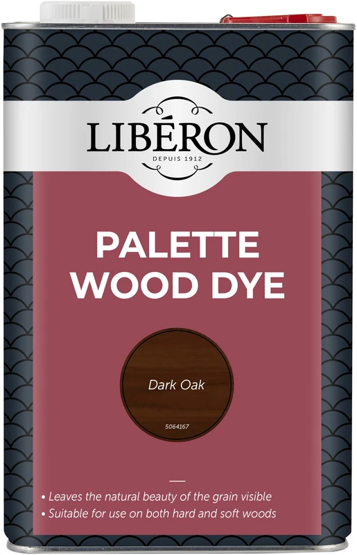 Libéron Palette Wood Dye – Water-Based Formula - Leaves Grain Visible - Hardwood & Softwood Furniture, Floors & Doors - Intermixable Colours - Dark Oak - 5L