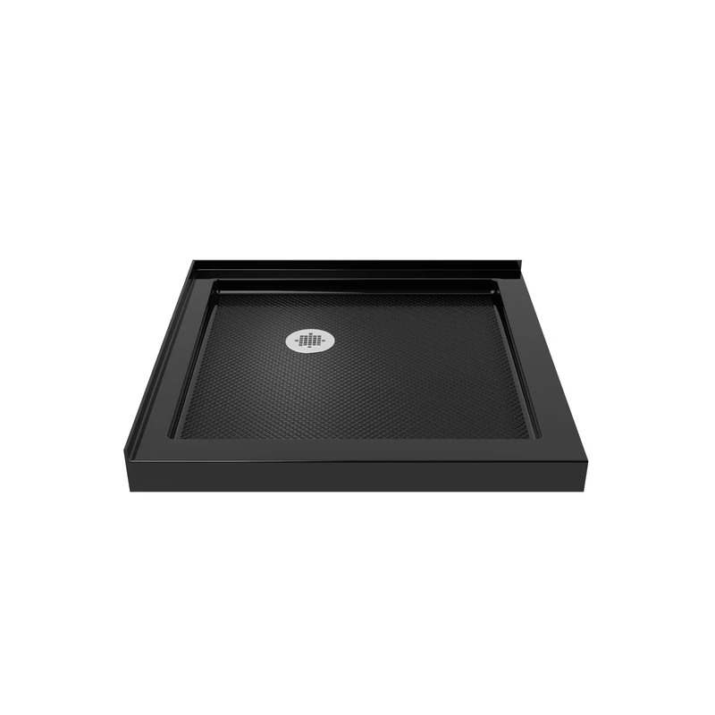DreamLine Slimline 36" D x 36" W x 2 3/4" H Corner Drain with 2 Slugs, White Corner Drain Base 32" W x 32" D Black Color - Image 1