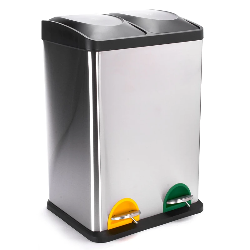 MSV Stainless Steel Pedal Bin, Black/Silver