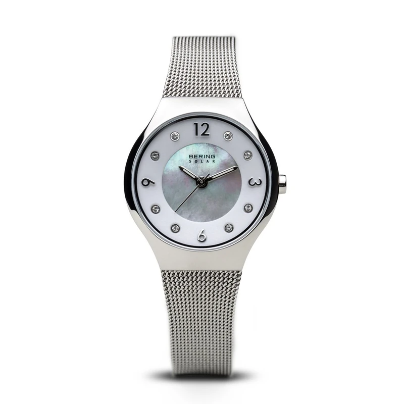 BERING Women Analog Solar Collection Watch with stainless steel Strap and Sapphire Crystal 14427-004