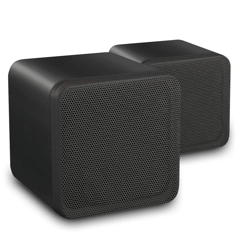 eAudio Pair of Black HiFi Stereo Bookshelf Cube Speakers Home Cinema Surround Sound 4" 80 Watts