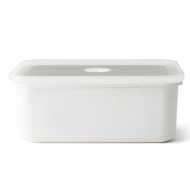 HoneyWare Enamel Vacuum Food Storage Container XL 2.8 L 23.5 x 17.5 x 9.5 cm Food Stay Fresh Much Longer Protects Food from Bacteria and Fungal Infestation Without Vacuum Pump - Image 1