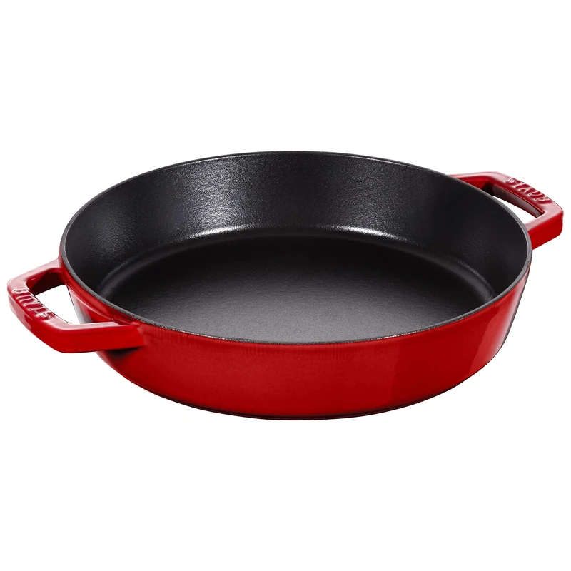 STAUB Cast Iron Frying Pan with Two Handles, Cherry Red, 26 cm