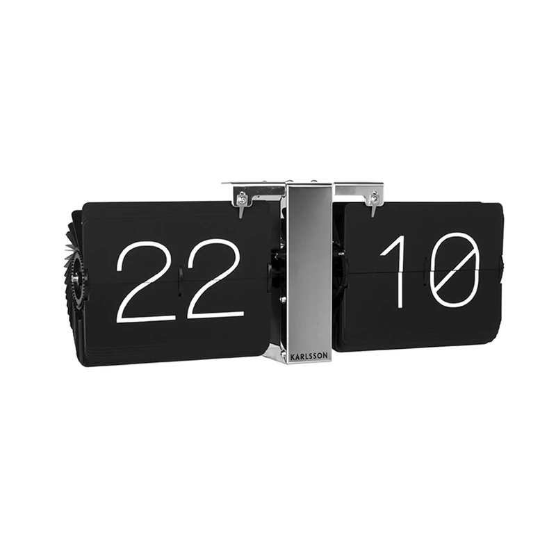 Karlsson Flip Clock No Case Black, Chrome Stand, Steel, 8.5 x 36 x 14 cm, KA5601BK