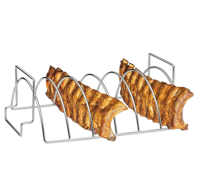 Küchenprofi 1066532800 BBQ Spare Ribs and Roasting Rack – Stainless Steel – 38 cm x 25.5 x 12.5 cm