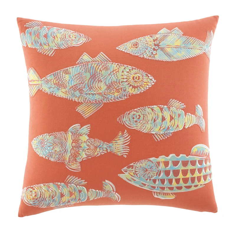 Tommy Bahama Batic Fish 20-inch Decorative Pillow, Antique Palm, Multi Orange