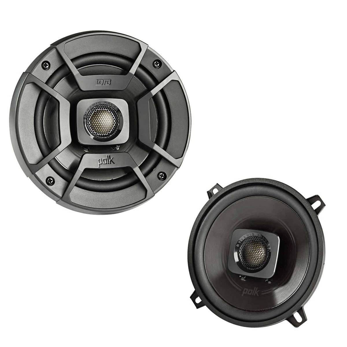 Polk Audio DB522 DB+ Series 5-1/4" Coaxial Speaker for Car & Marine, 2-Way Boat & Car Audio Speaker, 55-22kHz Frequency Response, Polypropylene Woofer Cone & 3/4" Silk Dome Tweeter, Easy Installation
