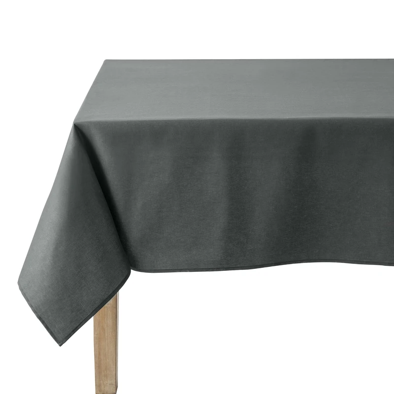 Coucke Rectangular Tablecloth Cotton 180 x 300 cm Plain Anthracite