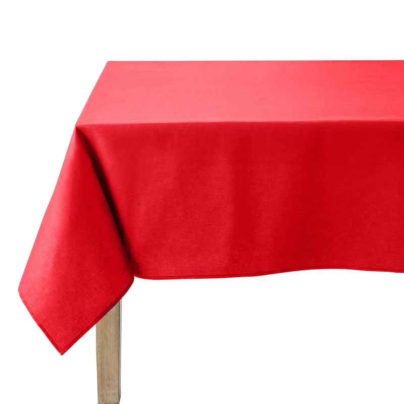 Coucke 3152192156687 Plain Rectangular Tablecloth Cotton Cherry, Cotton, cerise, 180 x 300 x 0,03 cm