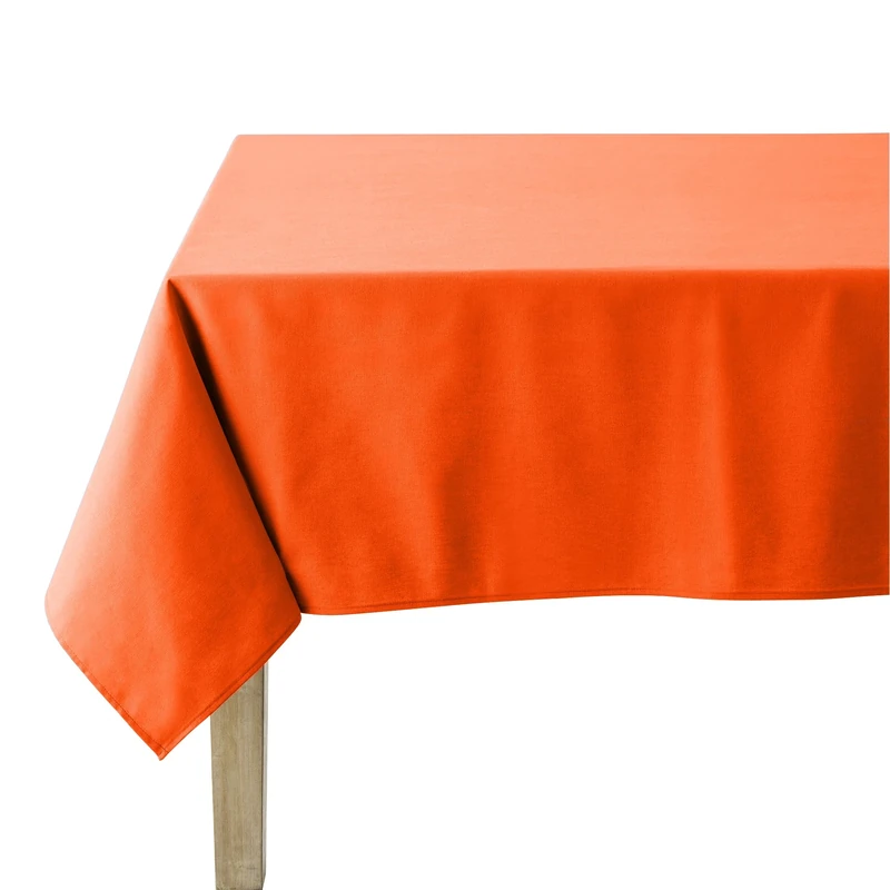 Coucke Mandarin Orange Cotton Plain Rectangular Tablecloth 180 x 300 cm