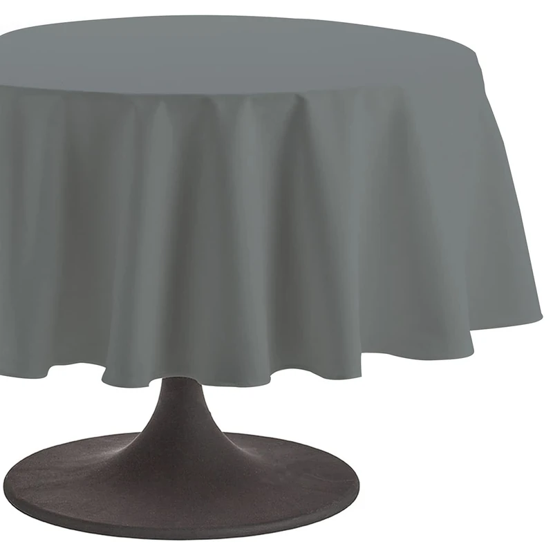 Coucke 235 cm Anthracite Plain Round Cotton Tablecloth