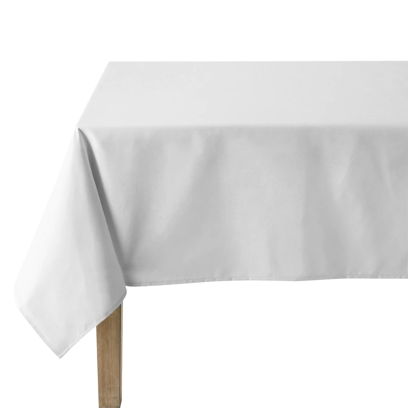 Coucke 3152192033438 Plain White Round Cotton Tablecloth, Cotton, white, 235 x 235 x 0,03 cm
