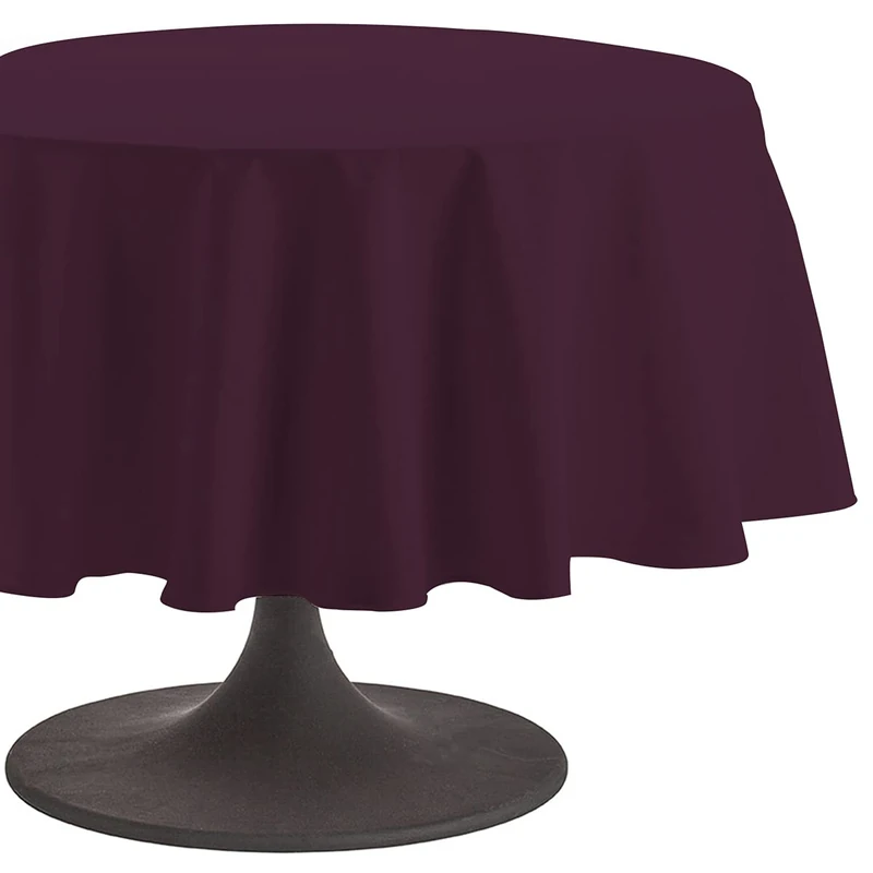Coucke 235 cm aubergine plain round Cotton Tablecloth - Image 1