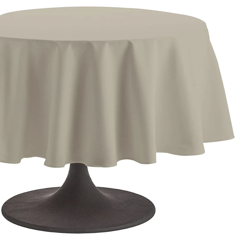 Coucke 235 cm Cream Plain Round Cotton Tablecloth