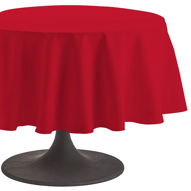 Coucke 3152192156434 Plain Cerise Round Cotton Tablecloth, Cotton, cerise, 235 x 235 x 0,03 cm