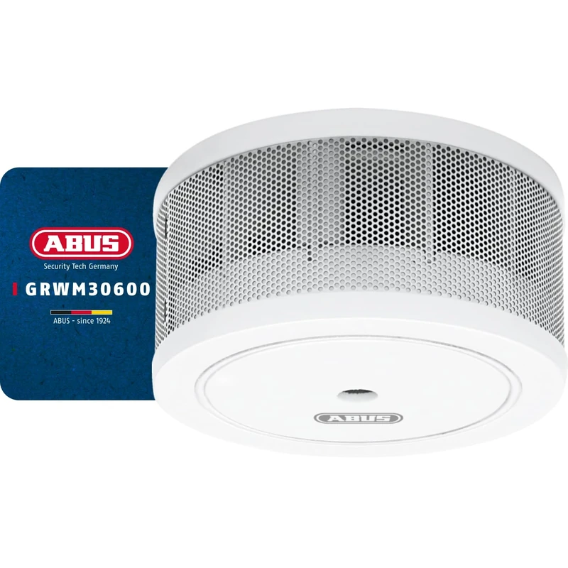 ABUS mini smoke detector GRWM30600 with 10-year battery - Q-Label & DIN EN14604 certified - 85 dB alarm - for living rooms, caravans & motorhomes - White