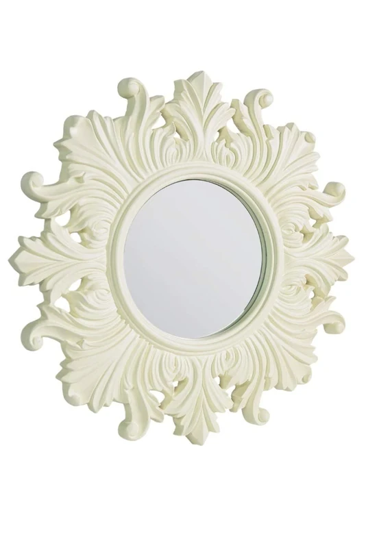 Large Cream New Round Decorative Antique Style New Wall Mirror 2ft2 (66cm)