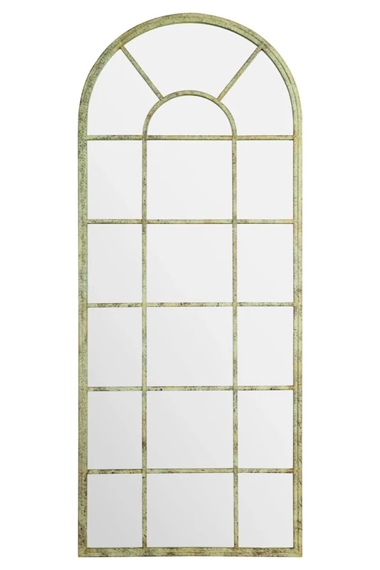 MirrorOutlet Large Green Arched Rustic Outdoor Mirror Frost Protected 5ft2 x 2ft2 159 x 66cm,GM050
