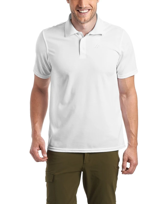 maier sports Men's Ulrich Polo Shirt, Short-Sleeve piqué Shirt for Hiking and Leisure White