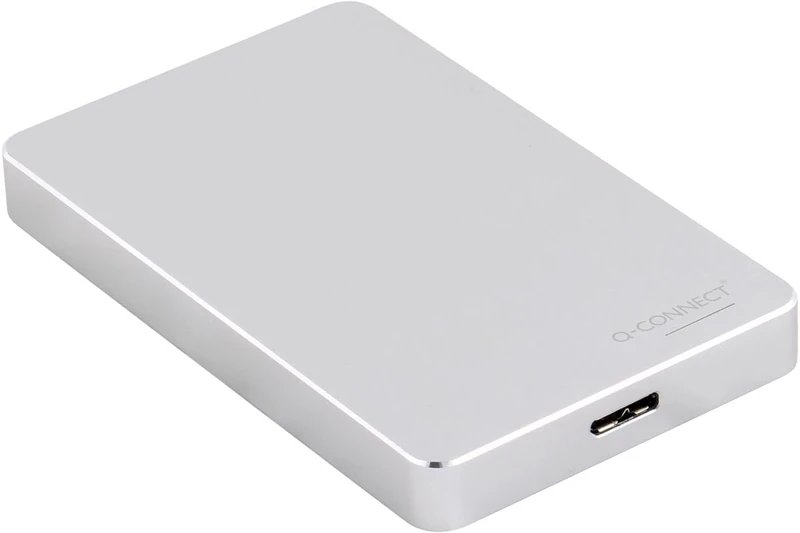 Q-Connect Portable External Hard Drive 1TB with USB Cable Silver
