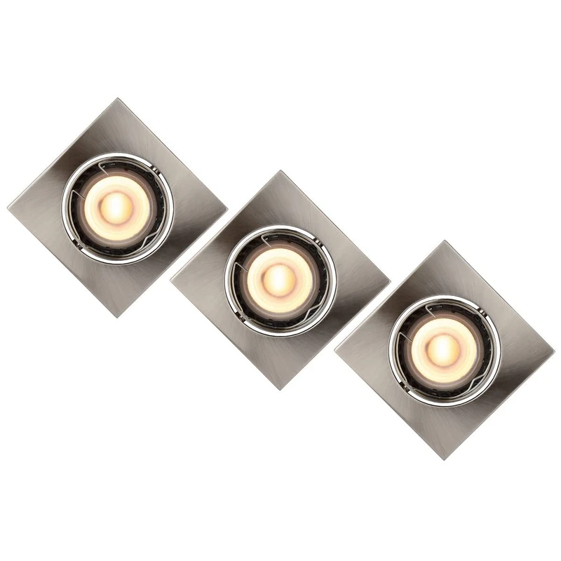 Lucide FOCUS - Recessed spotlight - LED Dim. - GU10 - 3x5W 3000K - Satin Chrome - Set of 3 - Image 1
