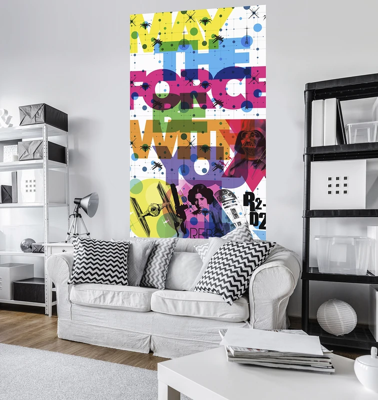Komar VD 029 Fleece Panel Star Wars Pop Neon Geometric Trics Leia 1 Strip, and Paste, 120 x 200 cm