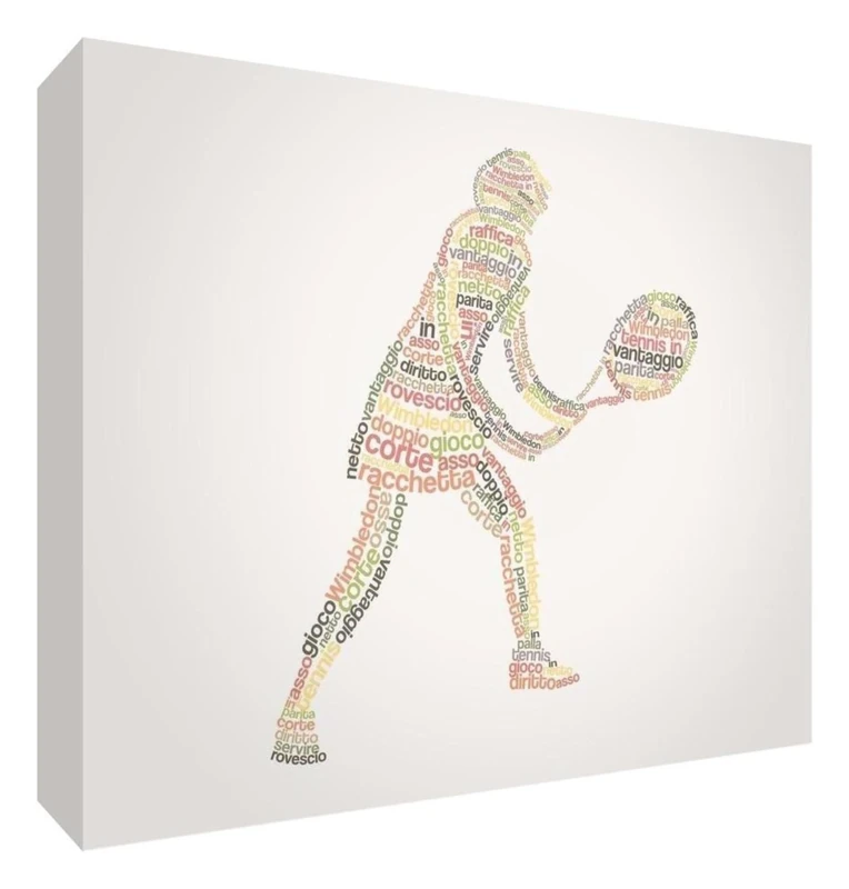 Feel Good Art TENNISGIRL2436-01IT Tennista Canvas Picture Packaged with Full Front Panel Modern Typographic Design 91 x 60 cm Autumnal Tones - Image 1