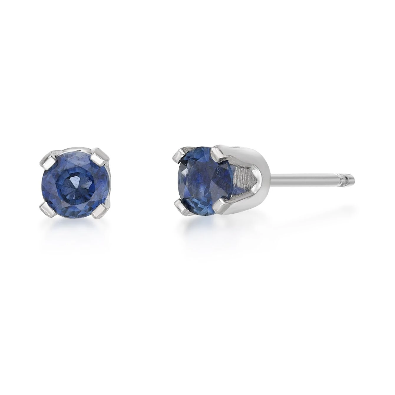 3mm Sapphire Stud Earrings Natural in 14K White Gold Round by Lavari Jewelers