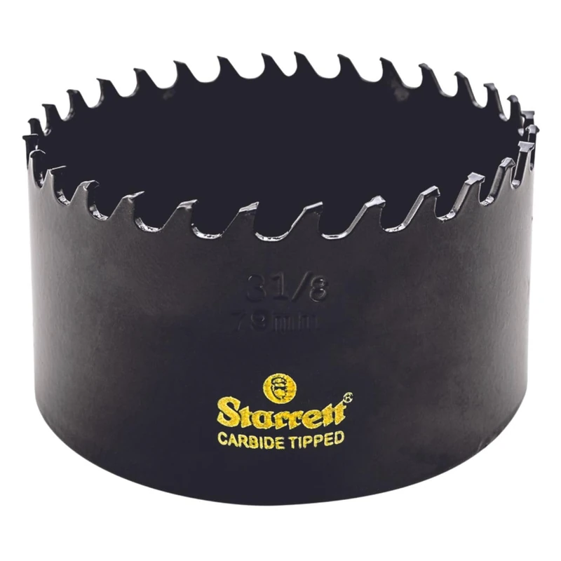 Starrett Tungsten Carbide Tipped Hole Saw - CT318 Deep Cut Holesaw Cutter - For Wood Suspended Flooring Reinforced Concrete & Fibreglass - 79MM
