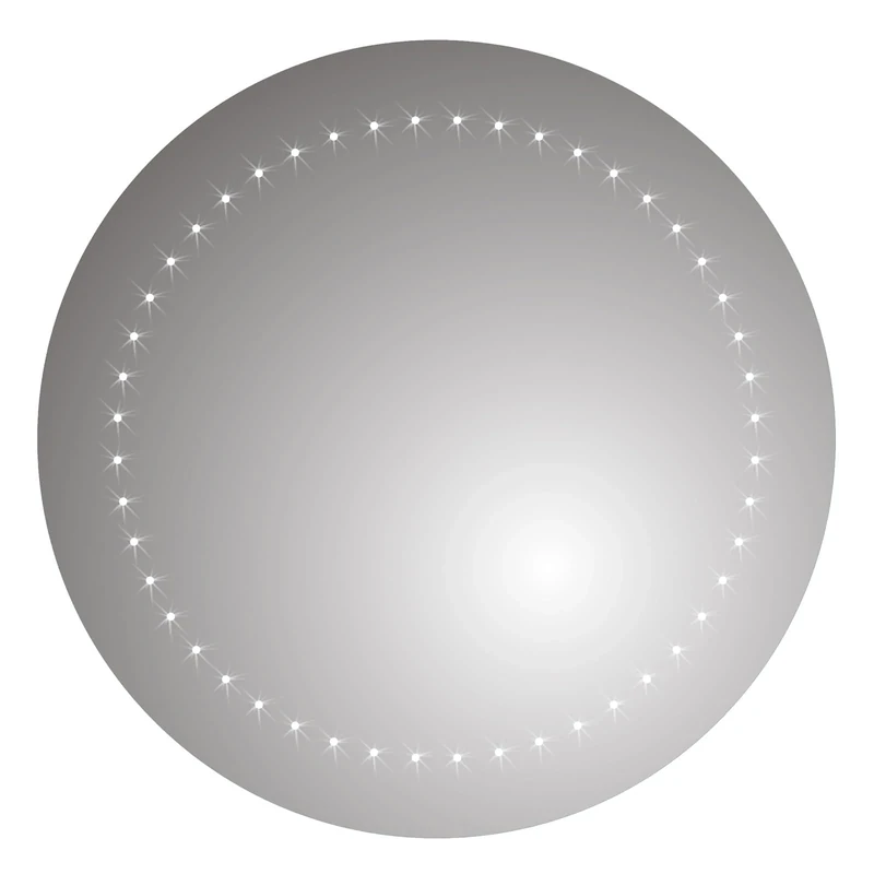 iBathUK Luna Wall Mounted Round LED Illuminated Bathroom Mirror, Battery Powered Vanity Mirror with Lights 6500K, Modern Frameless Design in Copper Free Silver Finish, 500 x 500 mm