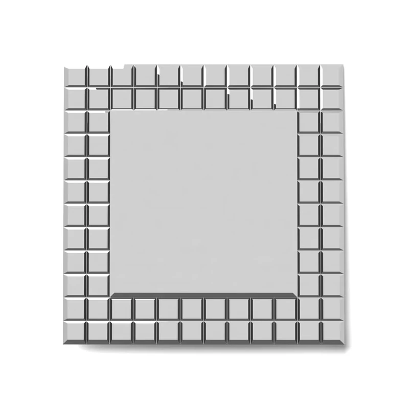 iBathUK Milan Bathroom Mirror Square Mosaic Designer Mirror with Decorative Border, Modern Frameless Straight Edge Wall Mounted Silver Glass for Contemporary Bathrooms, 600x600mm