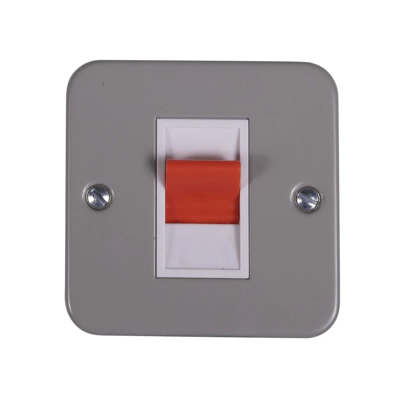 Schneider Electric Exclusive Metal Clad - Single Light Switch, Double Pole, 50A, GMC50S, Grey with White Insert, Pack of 10