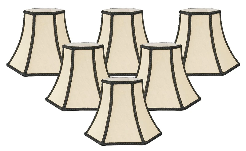 Royal Designs, Inc Royal Designs Decorative Trim Hexagon Chandelier Lamp Shade, Beige, Set of 6, 2.5 x 5 x 4.5 (CS-403BG-6), 2.5" X 5" X 4.5" - Image 1