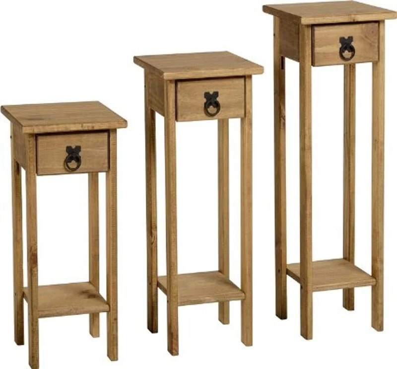 Seconique Corona 3X Plant Stands in Distressed Waxed Pine - Image 1